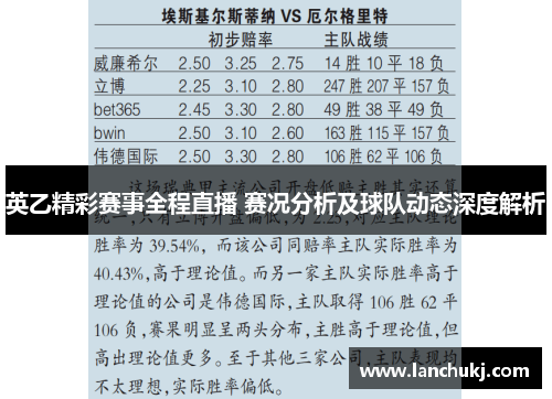 英乙精彩赛事全程直播 赛况分析及球队动态深度解析
